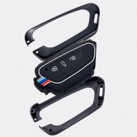 Coque de clé de voiture (HEK10/2) compatible avec Volkswagen, Skoda, Seat clés incl. porte-clés - noir