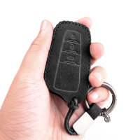 Coque de clé de voiture en cuir alcantara (LEK69) compatible avec  clés Mousqueton + porte-clés inclus - noir