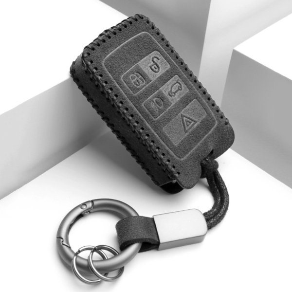 Alcantara key cover (LEK69) for Land Rover, Jaguar keys Incl. hook + key ring - black