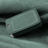 Funda protectora de cuero alcantara (LEK69) para llaves Land Rover, Jaguar Incluye mosquetón + llavero - negro