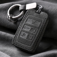 Alcantara key cover (LEK69) for Land Rover, Jaguar keys Incl. hook + key ring - black