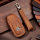 Premium leather key cover (LEK64) for Mercedes-Benz keys incl. keyring hook + leather keychain - light brown