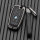 Coque de clé de voiture (HEK58) compatible avec BMW clés incl. porte-clés (alcantara) - anthracite/noir