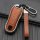 Key case cover FOB (HEK58) for Porsche keys incl. keychain - anthracite/light brown