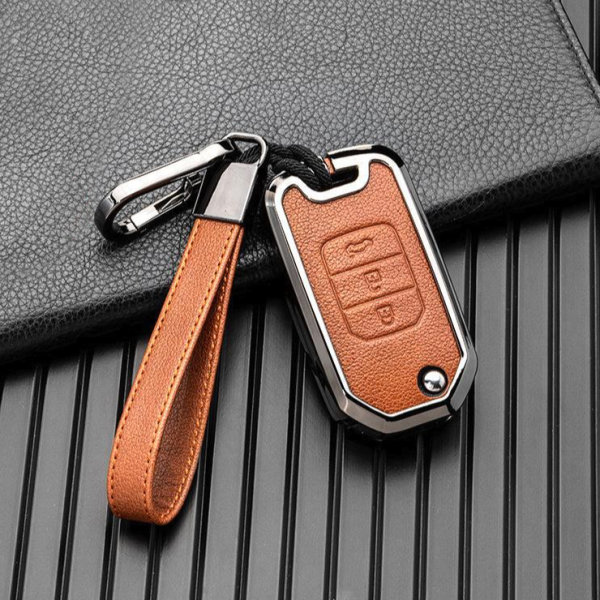 Key case cover FOB (HEK58) for Honda keys incl. keychain - anthracite/blue