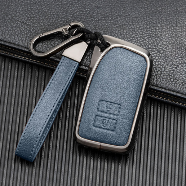 Key case cover FOB (HEK58) for Lexus keys incl. keychain - anthracite/blue