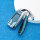 Key case cover FOB (HEK60) for Audi keys incl. keychain - chrome/blue