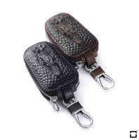 Kroko-Design Schlüsseletui mit Reißverschluß brun