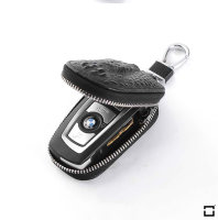 Kroko-Design Schlüsseletui mit Reißverschluß brun