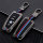 Premium Alu Schlüssel Cover für BMW Schlüssel mit Silikon Tastenschutz + Nachleuchtend HEK10-B5