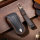 Coque de clé de voiture en cuir compatible avec Porsche clés inkl. Karabiner + Lederband (LEK64-PE2)