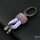 Mini Leather Keychain With Crystal Decoincluding Carabiner